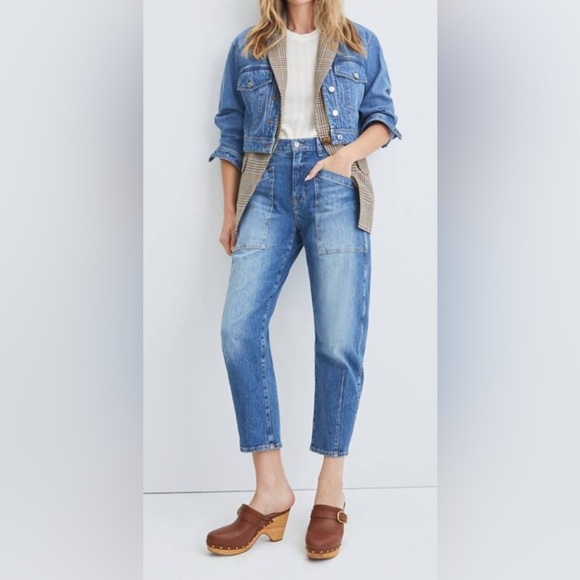 VERONICA BEARD Keaton Combo 2-Piece Denim & Check Dickey Jacket Size XL New - Picture 2 of 14